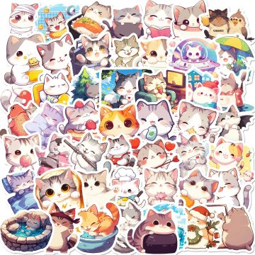 Kawaii Cat Animal Stickers - Cute Graffiti Decals for Laptop Guitar Skateboard