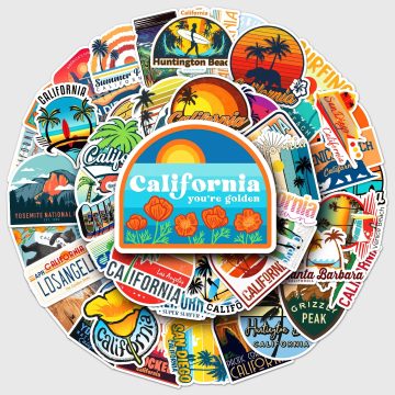 California Cartoon Vinyl Stickers for Skateboard, Waterproof