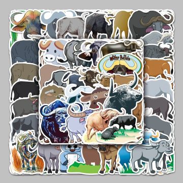 Cute Buffalo Cartoon Stickers for Helmet, Wall, DIY Decoration
