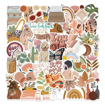 Boho Fresh PVC Stickers - Colorful Scrapbooking Decoration Korean Aesthetic Stationery for Kids