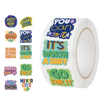 Cute Motivational Word Stickers Roll - School Teacher Reward Supplies