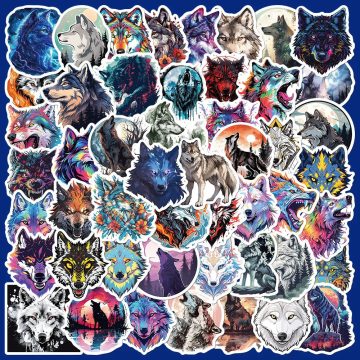 Cartoon Wolf Graffiti Stickers for Helmet, Wall, DIY Decoration