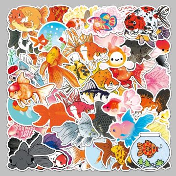 Cartoon Goldfish Graffiti Stickers for Helmet, Desktop, Wall Decoration
