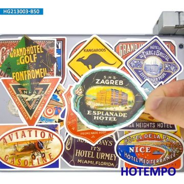 Retro Hotel Poster Stickers for Scrapbooks and Laptops