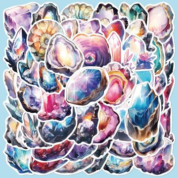 Cartoon Quartz Gemstone Graffiti Stickers for Helmet, Wall, DIY Decoration Wholesale