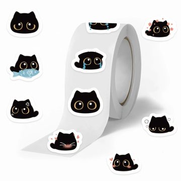 Cute Cartoon Animal Black Cat Stickers Kids Students Reward Decals Luggage Laptop Phone Vinyl