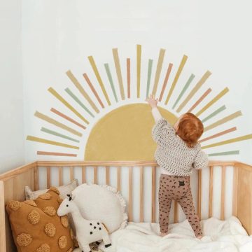 3D Sun Wall Sticker - Boho Self-Adhesive Decor for Kids Room