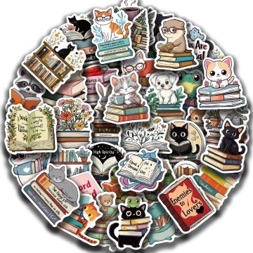 Animal Reading Stickers Cartoon Decorative Decals for Phone, Bike, Scrapbook