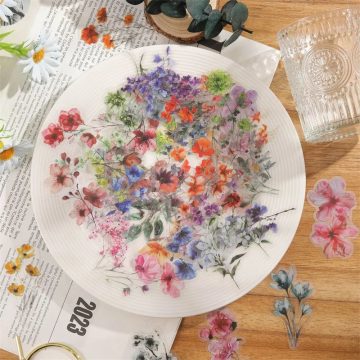 Colorful Flower PET Sticky Stickers for Korean Stationery DIY Transparent Decoration