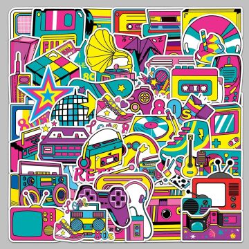 80s Cartoon Graffiti Stickers for DIY Wall and Helmet Decor