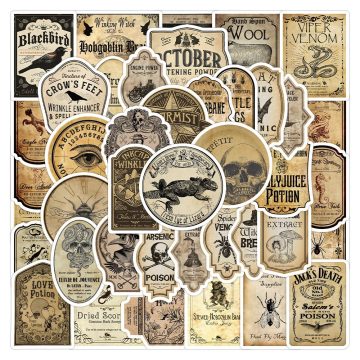 Halloween Potion Label Stickers - Gothic Motorcycle Skateboard Graffiti Decals