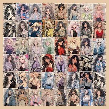 Cute Anime Girl Stickers - Aesthetic Waterproof Decals for Motorcycle & Phone