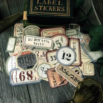 Vintage Junk Journal Number Stickers Tim Holtz Style Label Scrapbooking
