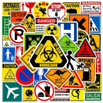 Warning Danger Banning Sign Stickers - Waterproof DIY for Car Motorcycle Luggage Snowboard