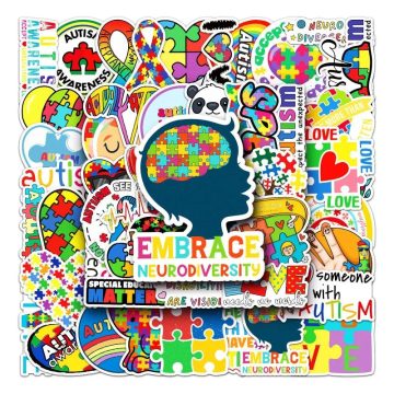 Autism Cartoon Stickers Colorful Vinyl Decals for Laptop and Stationery