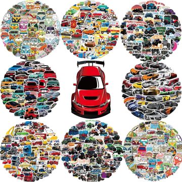 Car Graffiti Cartoon Stickers for Laptop, Scrapbook, Kids Decor