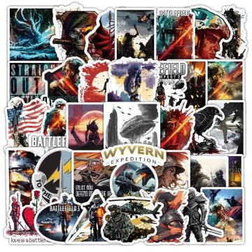 Battlefield Game Sticker Pack for Luggage, Water Bottle, Phone, Laptop, Scooter, Fridge