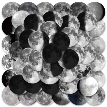 Aesthetic Moon Black and White Solar Stickers Waterproof Vinyl Decals for Laptop, Bike, Diary, Bottle
