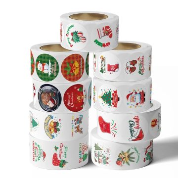 Cartoon Merry Christmas Sticker Santa Claus Tree Paper Label New Year Snowman Stationery for Kids Gift
