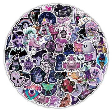 Cute Gothic Halloween Witch Graffiti Stickers - Waterproof for Skateboard, Laptop, Motorcycle, Luggage