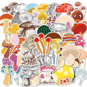 Cartoon Mushroom Stickers for Helmet, Wall, DIY Decoration