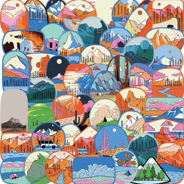 Camping Cartoon Stickers for Wall and DIY Decoration