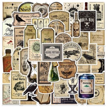 Halloween Potion Label Stickers - Vintage Gothic Decals for Motorcycle Car