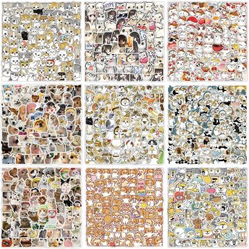 Kitten and Puppy Cartoon Stickers for Tech and Decoration