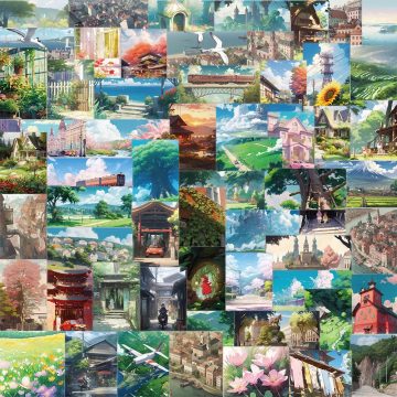 Anime Landscape Stickers - Waterproof Aesthetic Decals for Motorcycle & Travel