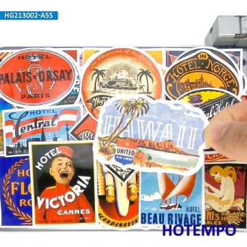 Old Style Hotel Poster Retro Cityscape Travel Stickers for Phone, Luggage, Skateboard, Motorcycle, Car, Laptop