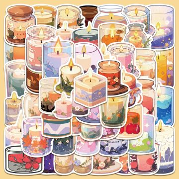 Cartoon Fresh Scented Candle Graffiti Stickers for Helmet, Wall, DIY Decor