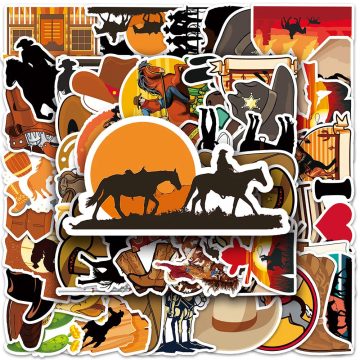 Western Cowboy Anime Stickers - Waterproof Decals for Motorcycle Fridge Skateboard