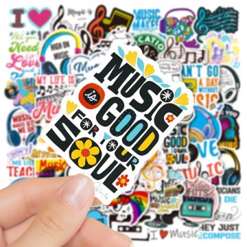 Cute Motivational Music Notes Stickers with Inspirational Phrases - Scrapbook Suitcase Fridge Skateboard Decals