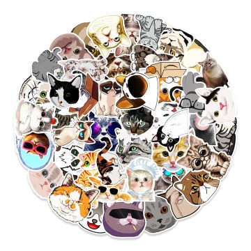 Kawaii Cats Cartoon Stickers - Animal Cute Decals for Suitcase, Fridge, Scrapbook