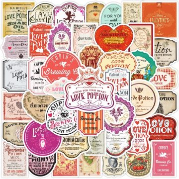 Vintage Halloween Valentine Love Potion Label Stickers
