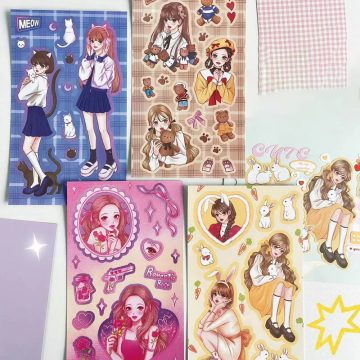 Cute Campus Girl Stickers Kawaii Scrapbooking & Journal Decoration