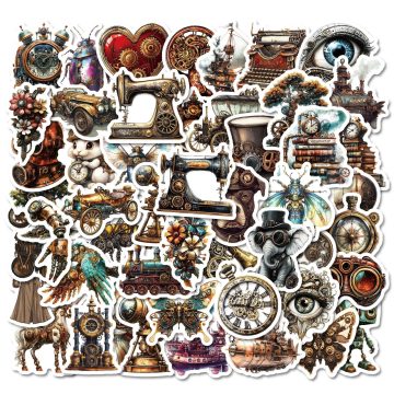 Vintage Steampunk Stickers - Industrial Machine Decals for Craft Scrapbooking
