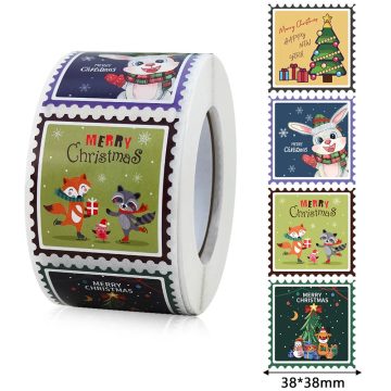 Square Christmas Stickers for Holiday Cards and Gifts