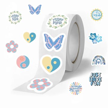 Blue Love Flowers Cartoon Animal Stickers
