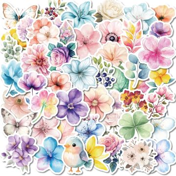 Cartoon Watercolor Flower Stickers for Helmet, Wall, DIY Decoration