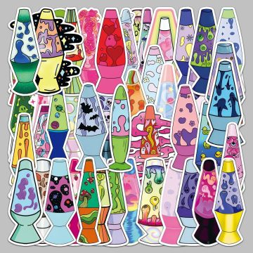 Creative Cartoon Lava Lamp Stickers for Helmet, Wall, and Desktop Decoration