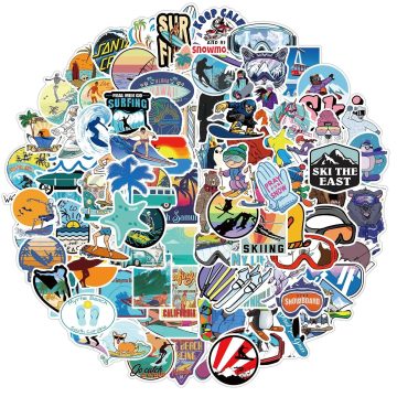 Outdoor Sports Skiing Surfing Graffiti Stickers - DIY Snowboard Skateboard Car Helmet Waterproof