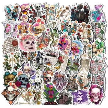 Flowers Skull Graffiti Stickers for Bike Luggage Guitar
