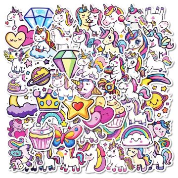 Kawaii Love Unicorn PVC Stickers - Korean DIY Scrapbooking Supplies for Kids
