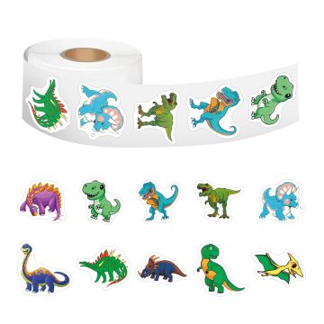 Watercolor Dinosaur Animal Reward Stickers - Self-adhesive Decorative Decals for Children