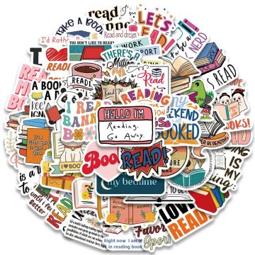 Book Reading Stickers - English Phrase Decals for Diary Skateboard