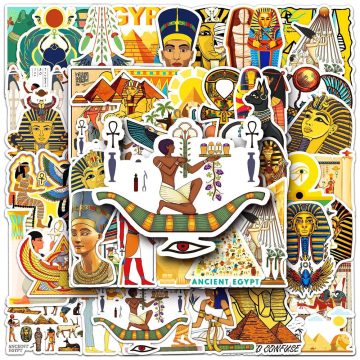 Art Egyptian Pharaoh Cartoon Stickers - Waterproof Decals for Skateboard Phone Car Bike