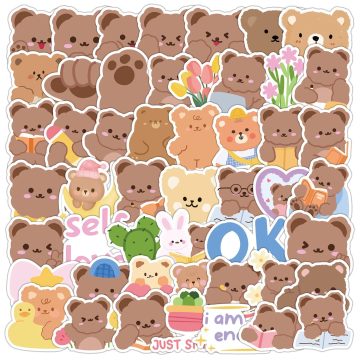Cute Bear Cartoon Stickers for Helmet, Wall, DIY Decoration