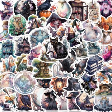 Halloween Witch Horror Stickers - Gothic Magic Graffiti Decals for Luggage Car Wall