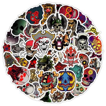 Gothic Skeleton Stickers - Punk Waterproof Laptop Motorcycle Decals